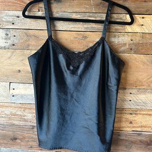 satin black lace tank top